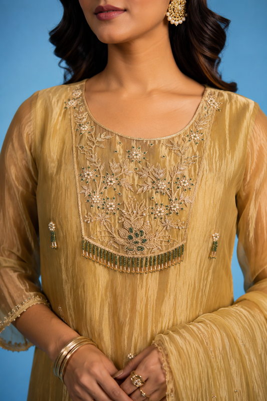 Gold Tissue Silk Suit
