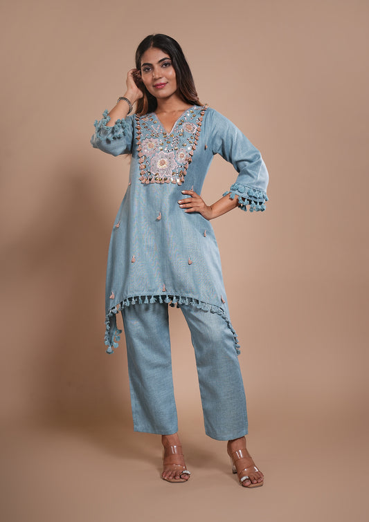 Cotton Linen Foiled Mirror Co-Ord Set