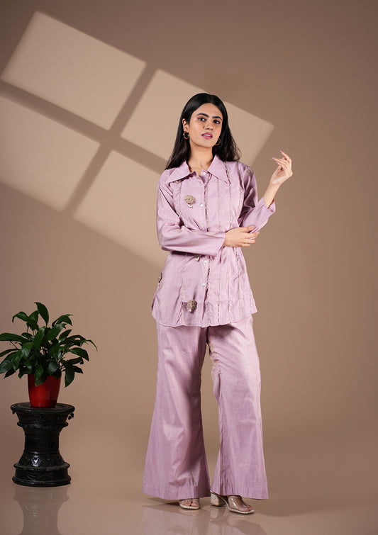 3D Rose Co-Ord Set With Bell Bottom
