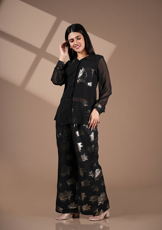 Black & Golden Star Foil Co-Ord Set