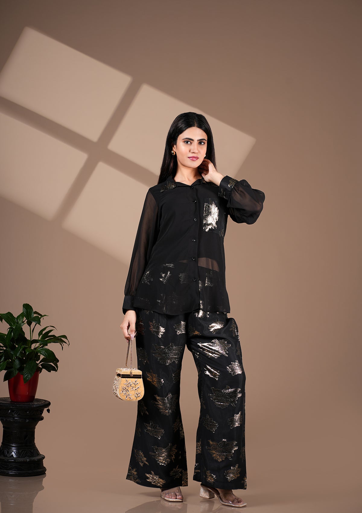 Black & Golden Star Foil Co-Ord Set Black & Golden Star Foil Co-Ord Set