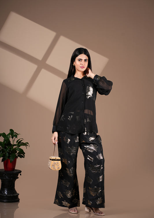 Black & Golden Star Foil Co-Ord Set