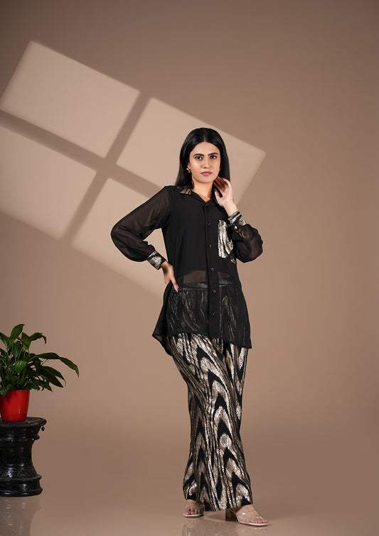 Black & Golden Zigzag Foil Co-Ord Set