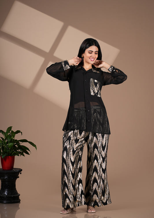 Black & Golden Zigzag Foil Co-Ord Set