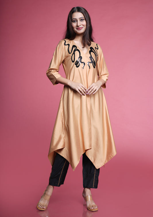 Asymmetrical Chanderi Silk Co-Ord Set