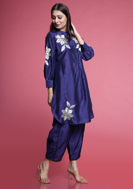 Purple Co-Ord Set With Zari Detailing