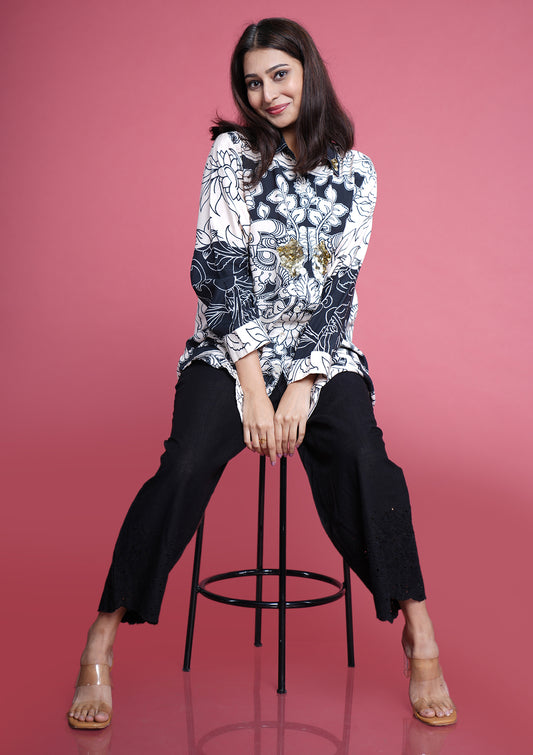 Premium Crepe Black & White Shirt