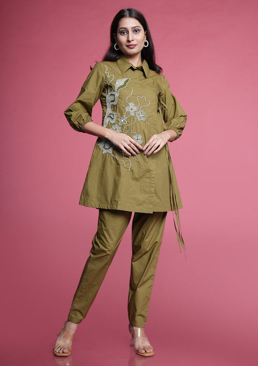 Olive Green Tassels Co-Ord Set