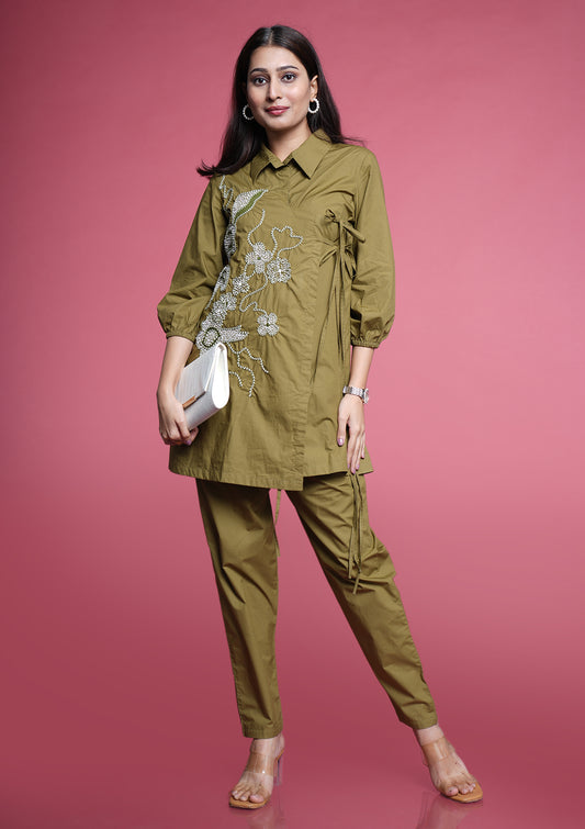 Olive Green Tassels Co-Ord Set