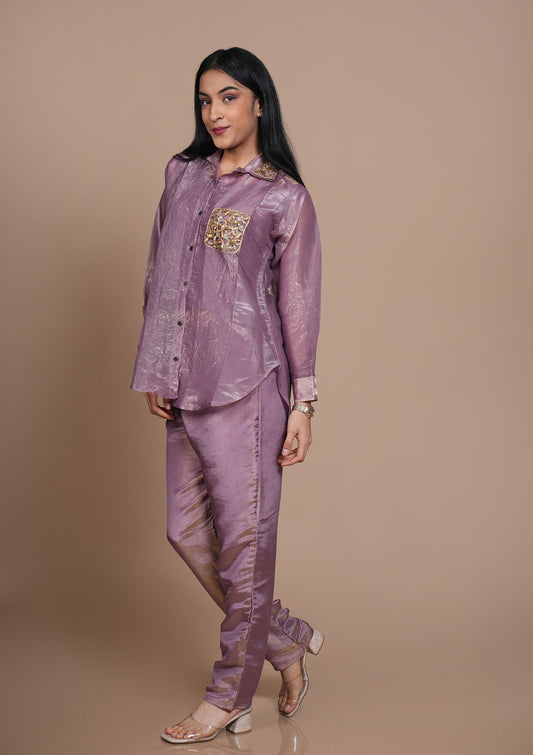 3-piece glass tissue co-ord set - Lavender