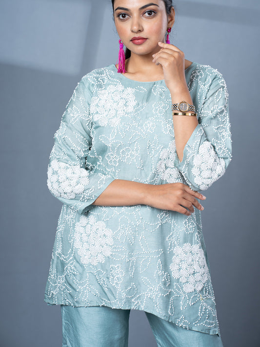 French Knot Embroidered 2 Piece Set