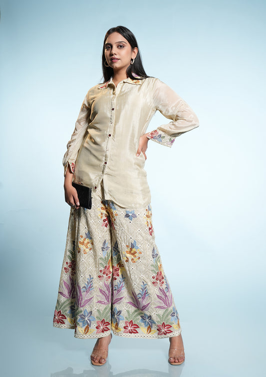 Embroidered Chinon Co-Ord Set