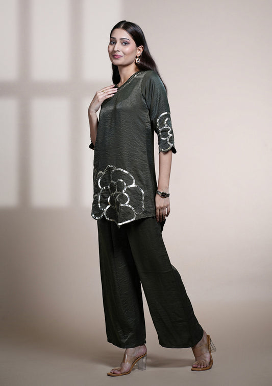 Moss Green Foil Co-ord Set