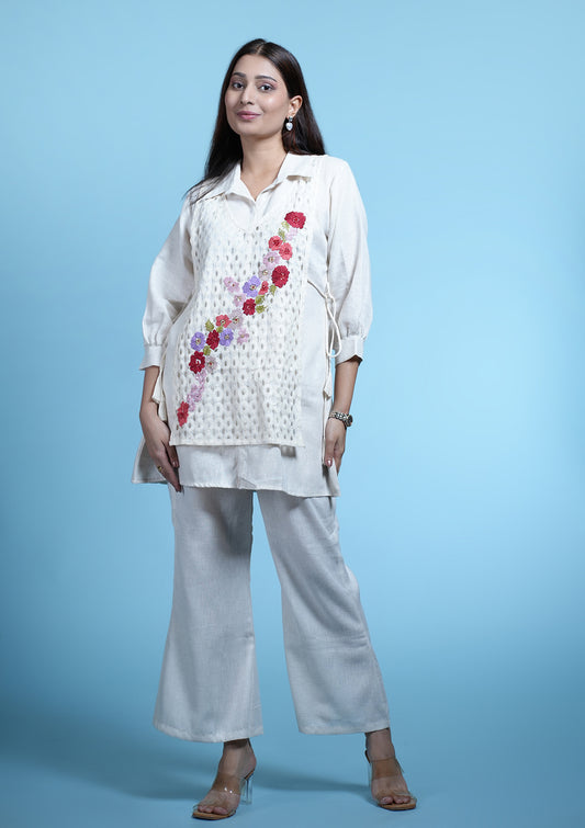 Ivory Bloom Jute Cotton Co-ord Set