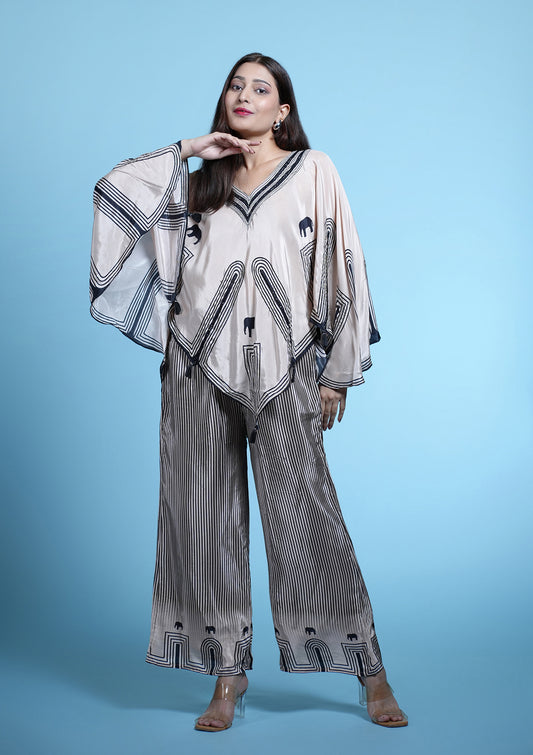 Elephant Motif Poncho Co-Ord Set