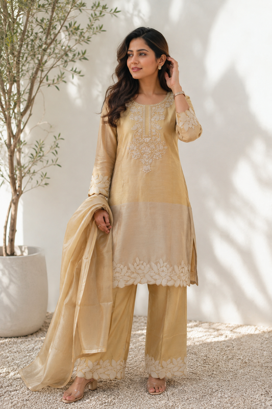 Pure Shimmer Tissue Champagne-Gold Suit
