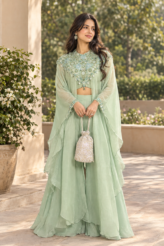 Jewelled Shimmer Tissue 3 Piece Set- Pastel Green