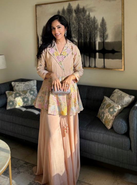 Blush Peach Bloom Jacket Set