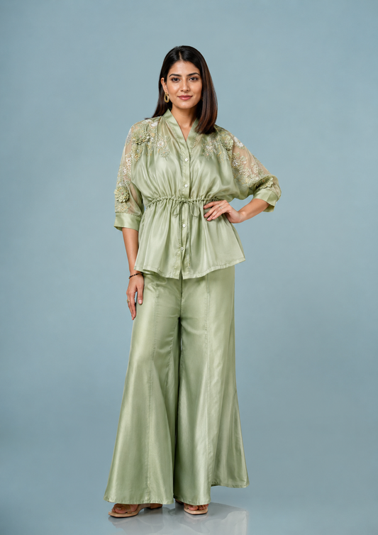 Classy 3-Piece Indo-Western Set- Pastel Green