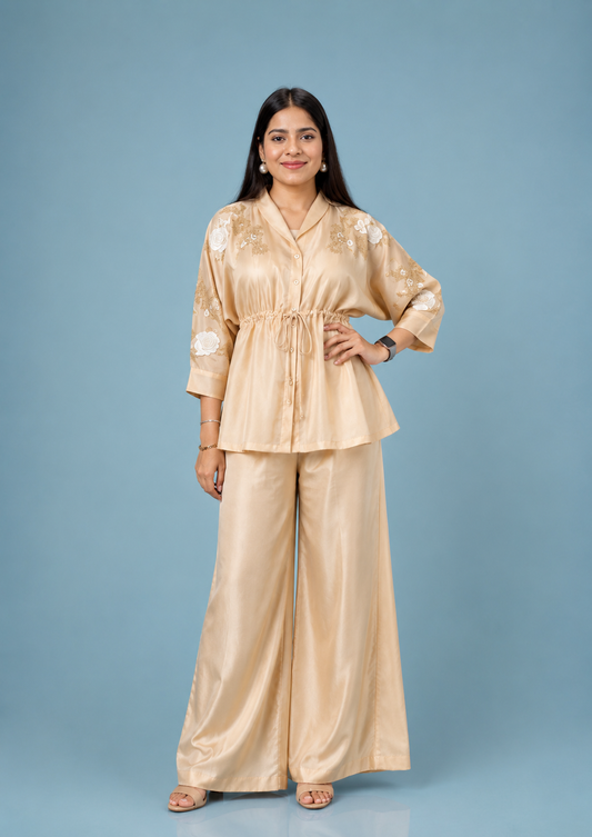 Classy 3-Piece Indo-Western Set- Peach