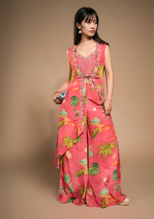 Floral Printed Jacket Palazzo Set