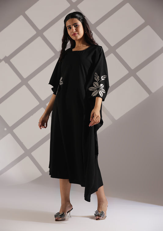 Black Beauty With Silver Floral Motifs