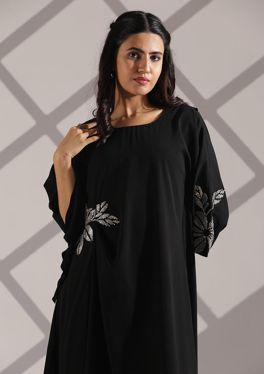 Black Beauty With Silver Floral Motifs