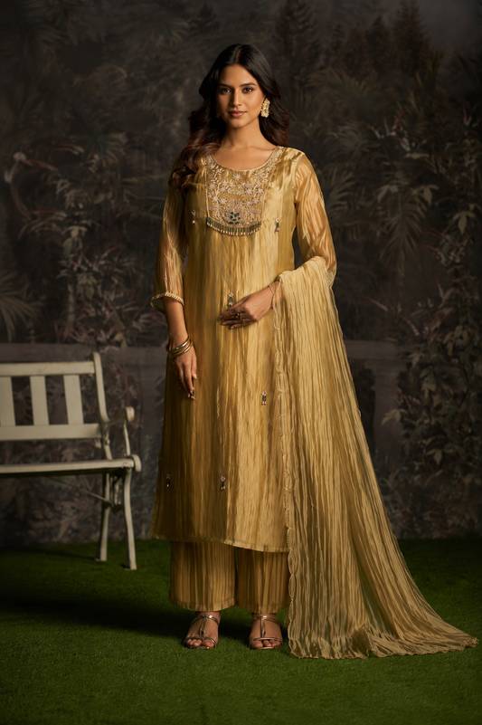 Gold Tissue Silk Suit