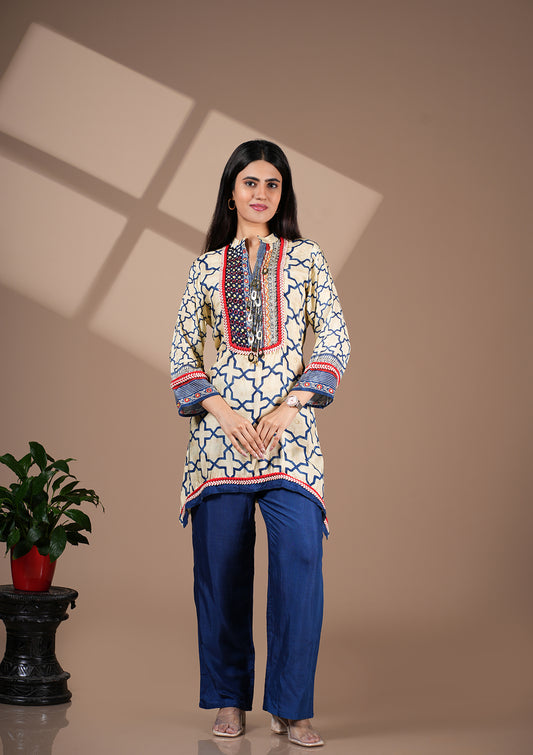 Geometry Print Kurta Pant Set