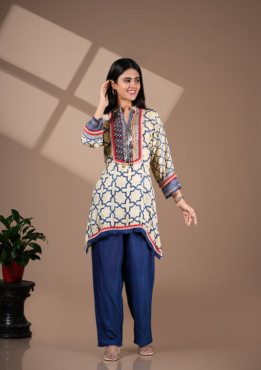 Geometry Print Kurta Pant Set