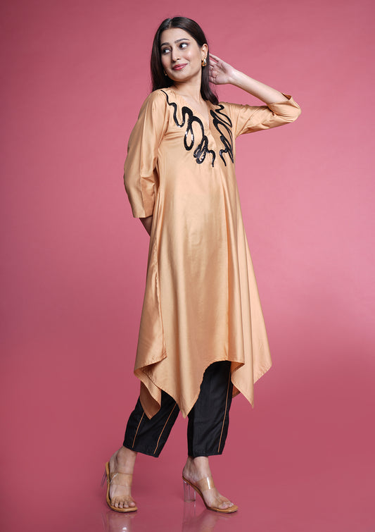 Asymmetrical Chanderi Silk Co-Ord Set