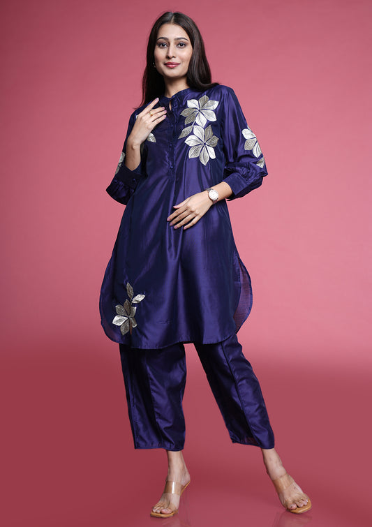 Purple Co-Ord Set With Zari Detailing