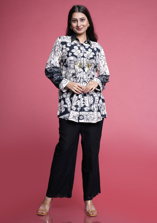 Premium Crepe Black & White Shirt