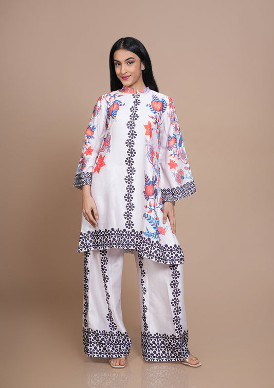 Printed Floral Fusion Ivory Co-ord Set