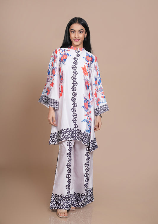 Printed Floral Fusion Ivory Co-ord Set
