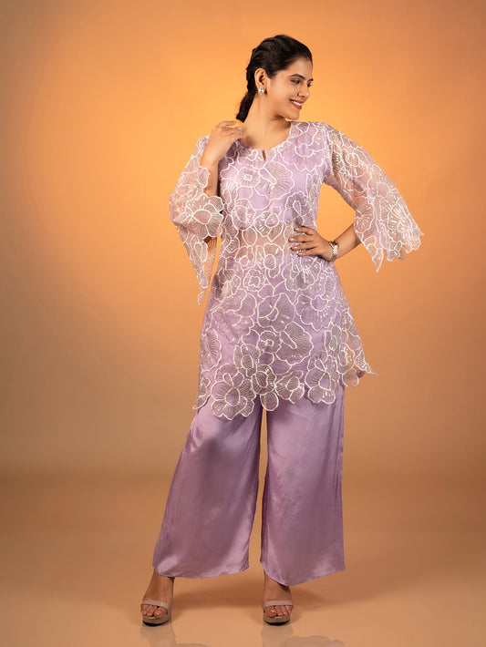 Floral Embroidered Organza 3 Piece Set