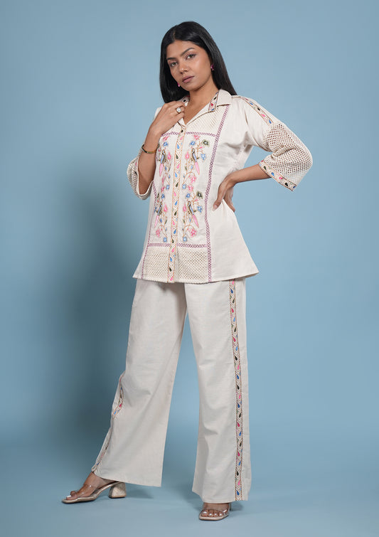 Bloom Mesh Cotton Linen Co-Ord Set