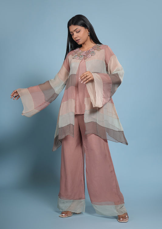 Blush Aura Organza Co-ord Set
