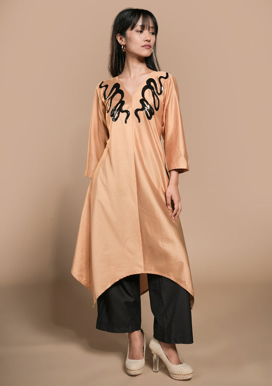 Asymmetrical Chanderi Silk Co-Ord Set