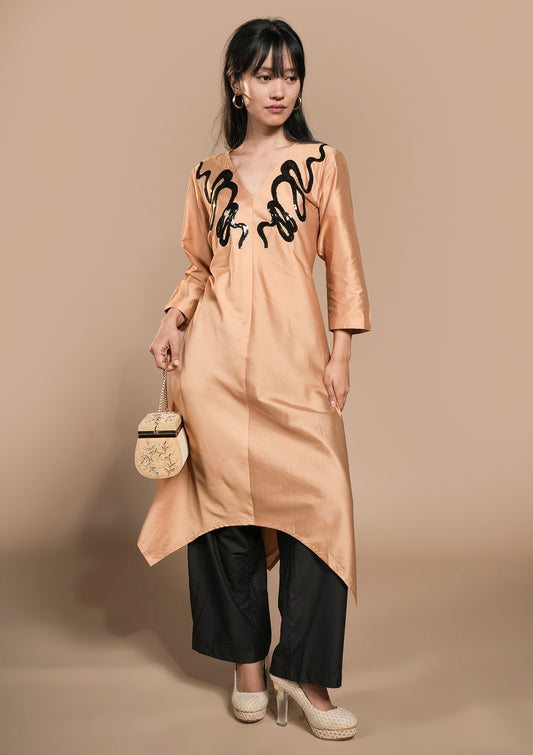 Asymmetrical Chanderi Silk Co-Ord Set