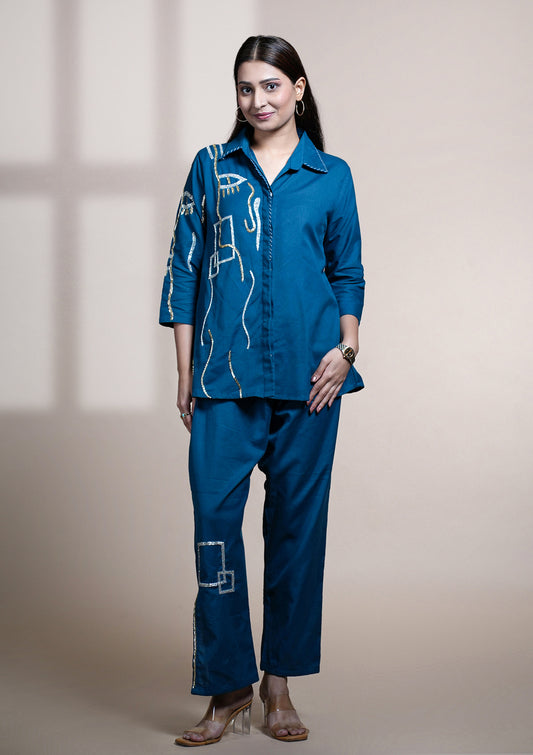 Midnight Blue Embellished Co-ord Set
