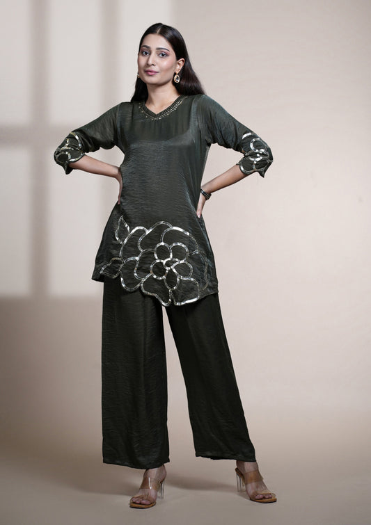 Moss Green Foil Co-ord Set