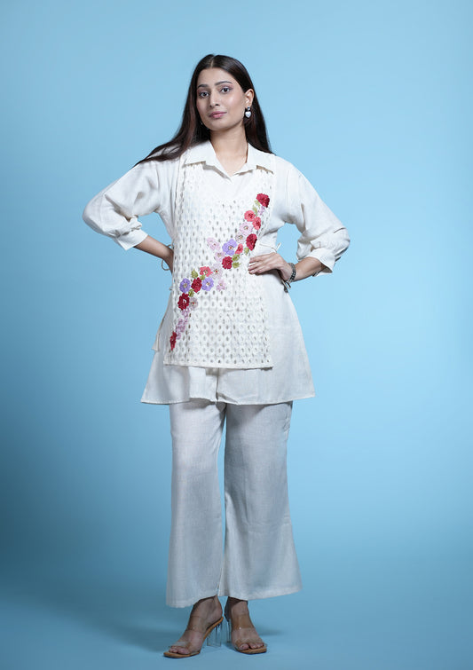 Ivory Bloom Jute Cotton Co-ord Set