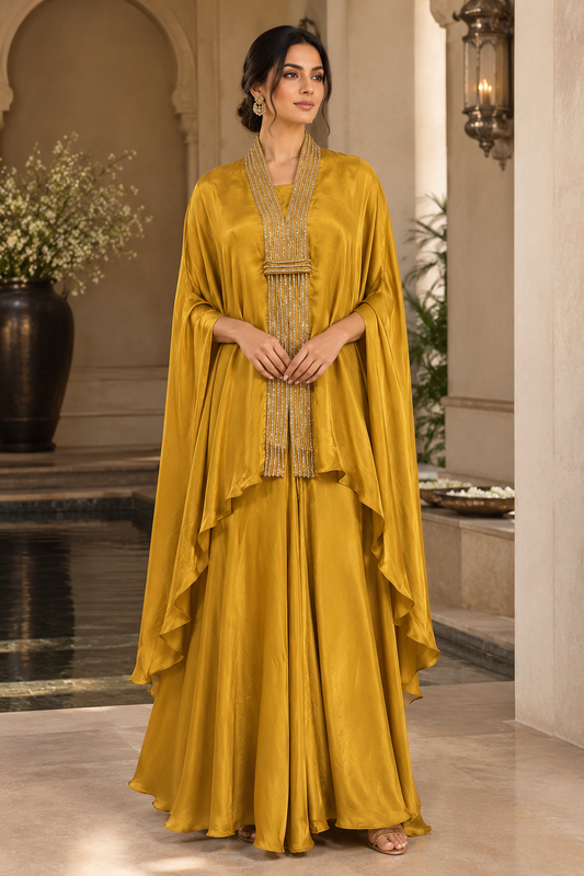 Swarovski Glamour Cape Set- Mustard Yellow