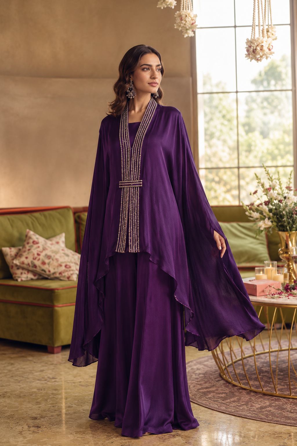 Swarovski Glamour Cape Set- Purple