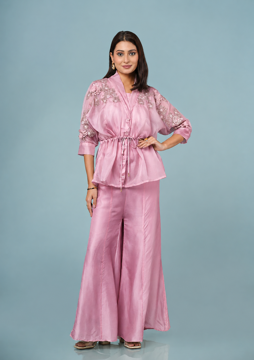 Classy 3-Piece Indo-Western Set- Pink