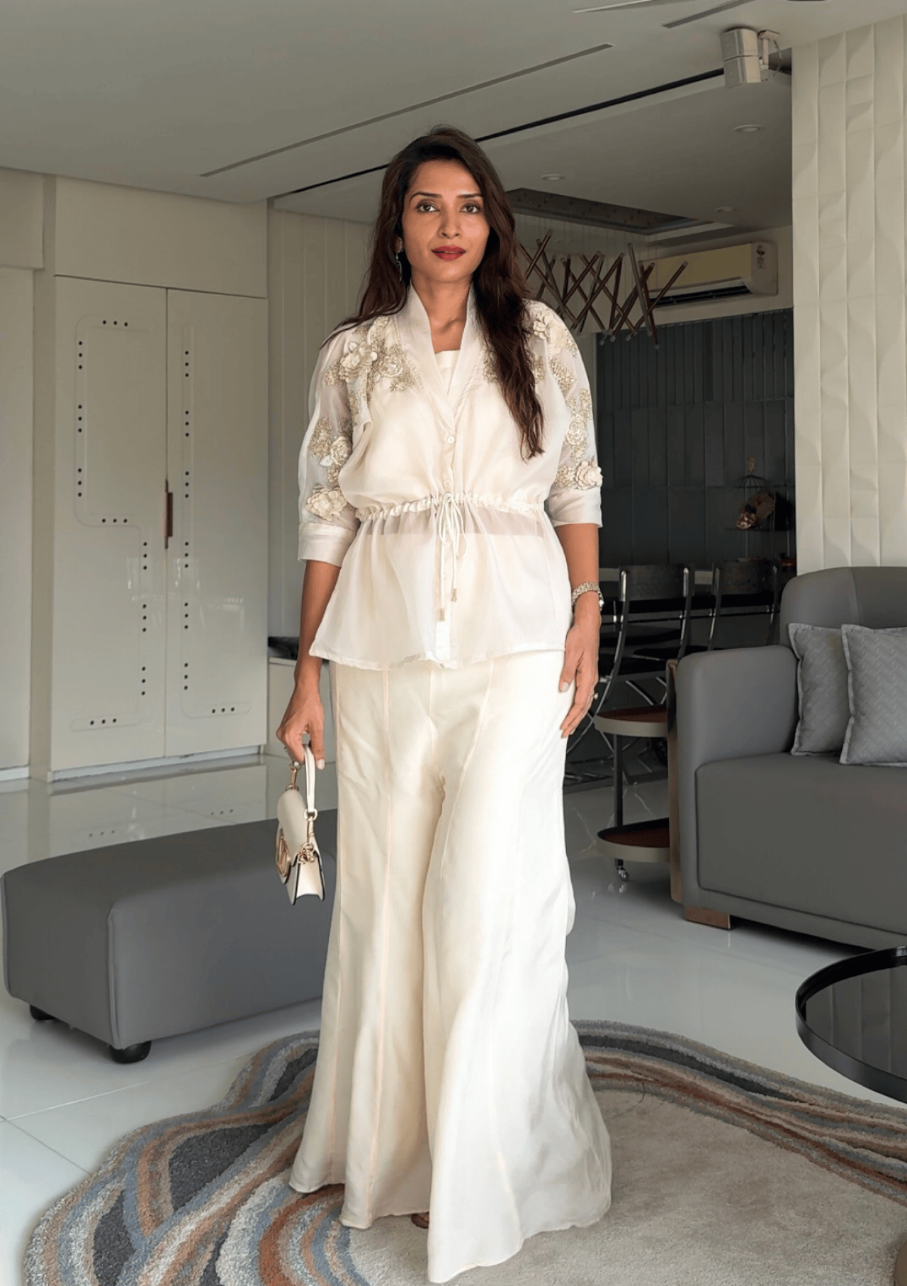 Classy 3-Piece Indo-Western Set- Ivory