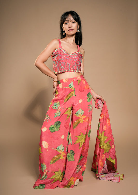 Floral Printed Jacket Palazzo Set